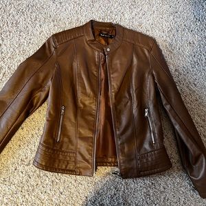 Pleather jacket brown brand new never worn